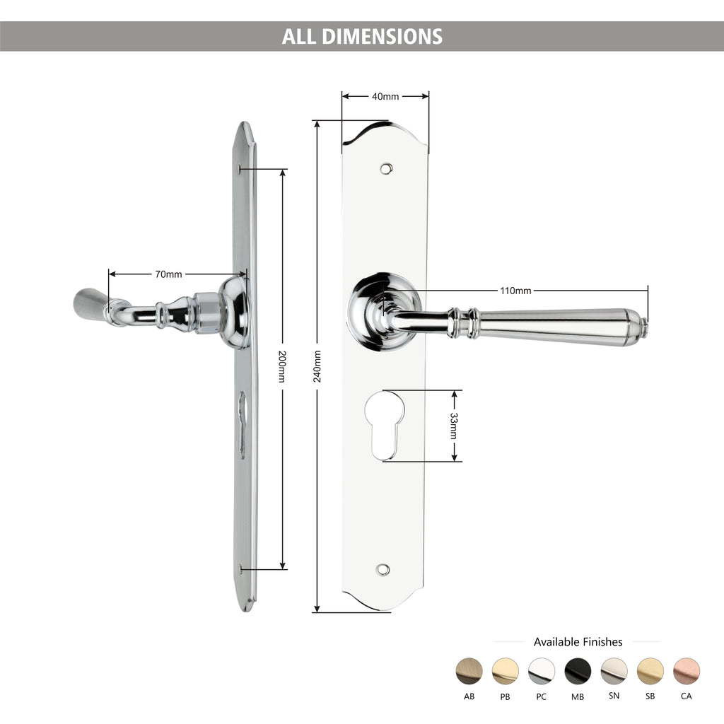 Reims Lever on Long Backplate (Pair)