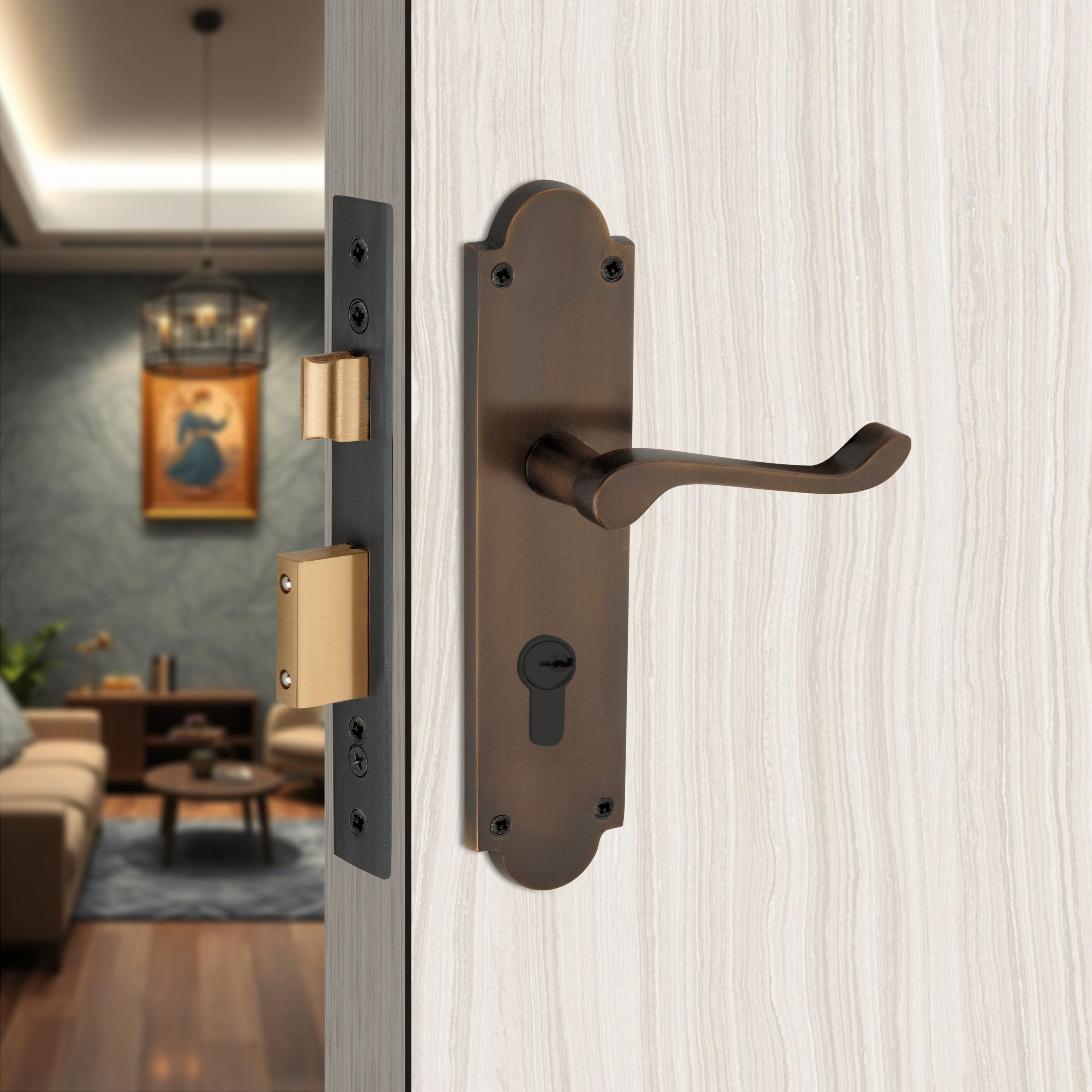 Henley Door Lever on Plate