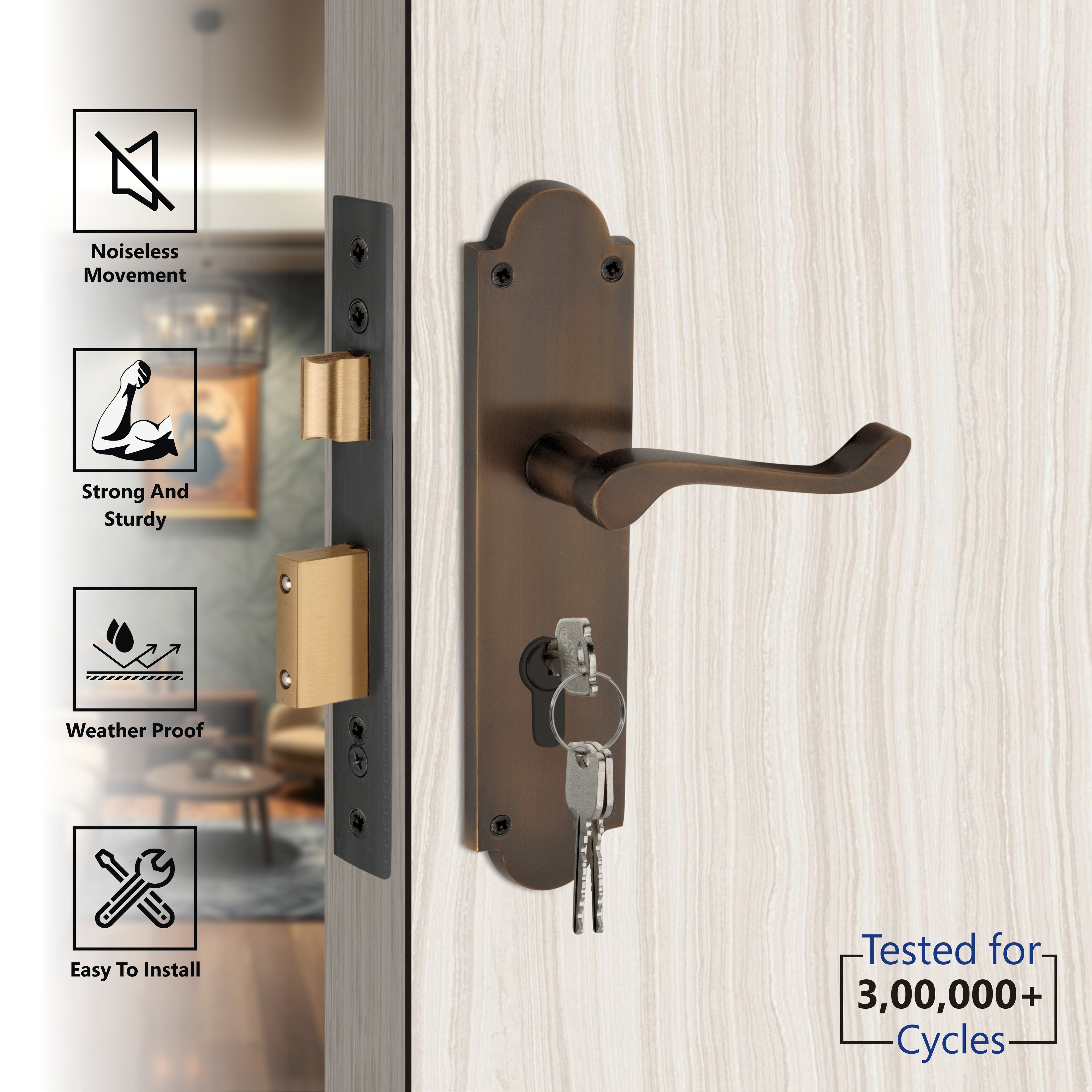 Henley Door Lever on Plate